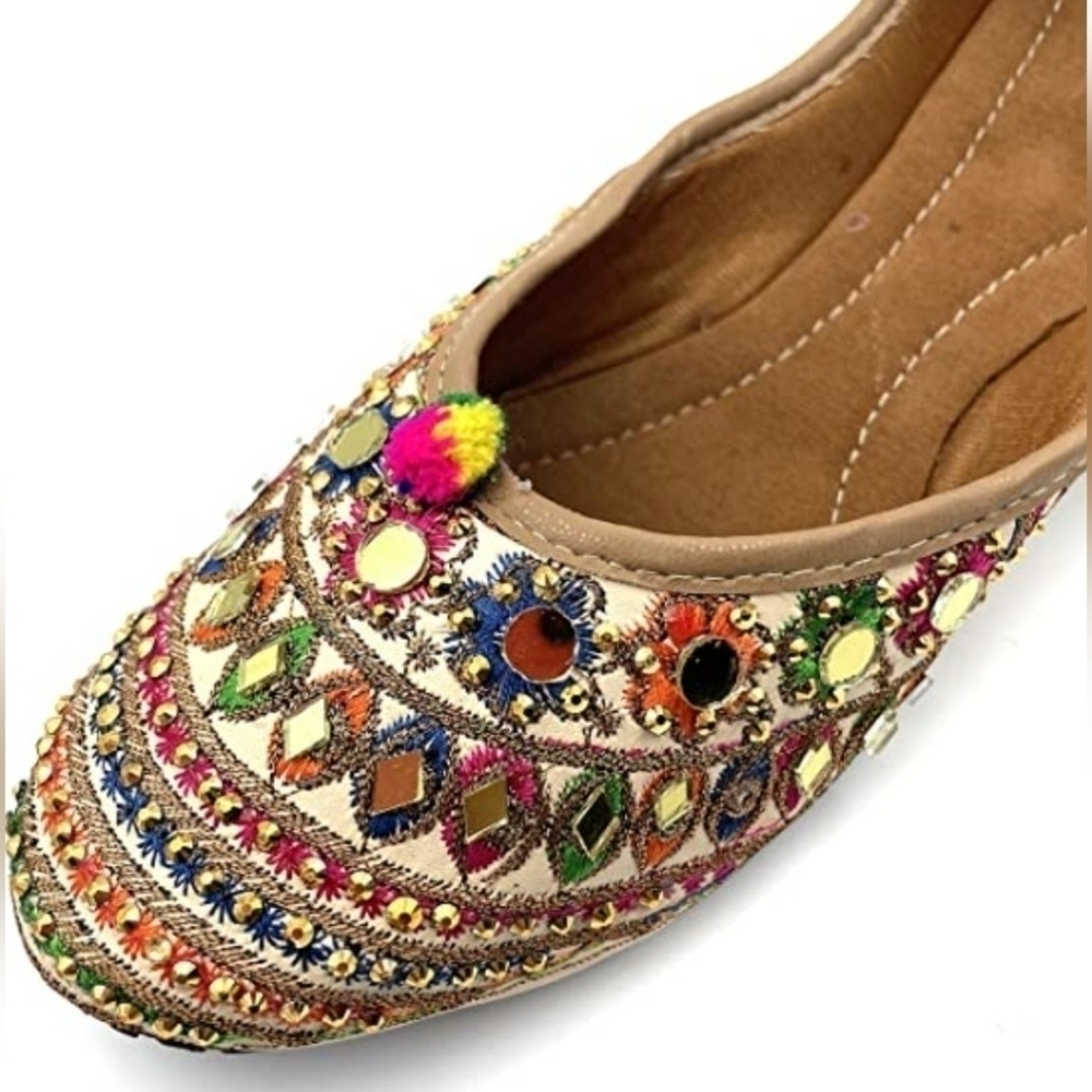 Traditional Handmade Khussa Wedding Bridal Mojari Juti Punjabi Jutti Ethnic - Picture 2 of 3